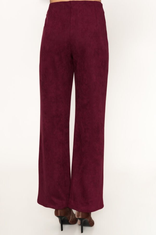 Pantalón recto de antelina y cintura elástica IVANA burdeos