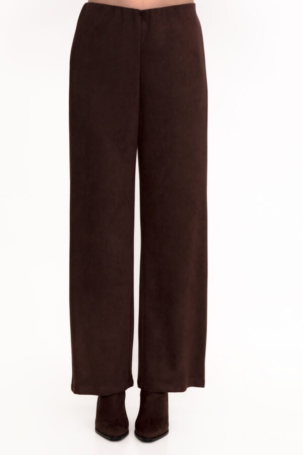 Pantalón recto de antelina y cintura elástica IVANA chocolate