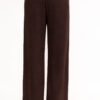 Pantalón recto de antelina y cintura elástica IVANA chocolate