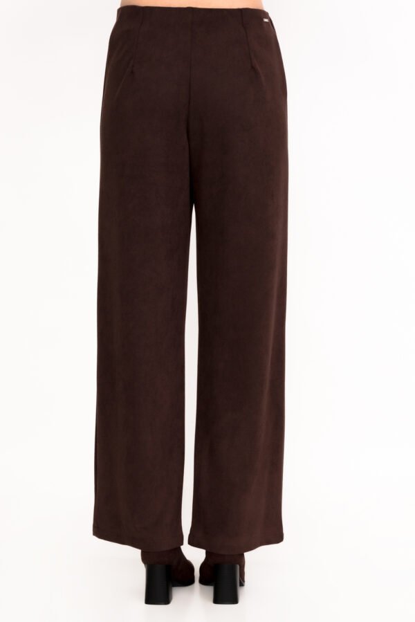 Pantalón recto de antelina y cintura elástica IVANA chocolate